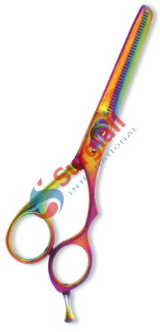 Professional Thinning Scissor. One Blade Teeth and One Blade Razor. Multicolor coating.