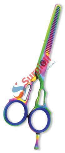 Professional Thinning Scissor. One Blade Teeth and One Blade Razor. Multicolor coating