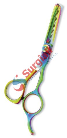 Professional Thinning Scissor. One Blade Teeth and One Blade Razor. Multicolor coating.