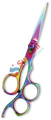 Professional Hair Cutting Scissor with razor edge. Multicolor Coating. Three Rings with screw adjust