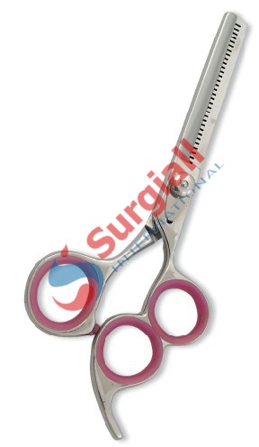 Professional Thinning Scissor. One Blade Teeth and One Blade Razor. Mirror Finish. Three Rings.