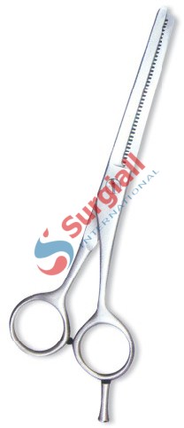 Professional Thinning Scissor. One Blade Teeth and One Blade Razor. Satin Finish.