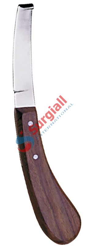 Left-Handed Hoof Knife With Wooden Handle